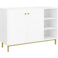 HZUANERI Badkommode Badezimmerschrank, Waschtischunterschrank, Küchenschrank, mit 3 offenem Fach, 2 Türen, verstellbarem Regal, Weiß