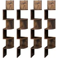VASAGLE Eckregal, 4-tlg., Wandregal, Bücherregal mit 5 Ablagen, Höhe 126cm