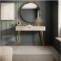 MOEBLO Schminktisch PHOLX, Gold-Schwarz Glamour Design, Schubladen, 80cm