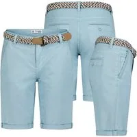 SUBLEVEL Bermudas Damen Short Bermuda kurze Hose Sommer Chino Short Stoff Hose Gürtel