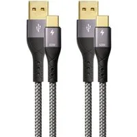 ProfiPatch ProfiPatch USB A / USB C Kabelset 60W 3A 2x2m grau Goldkontakt Textil USB-Kabel