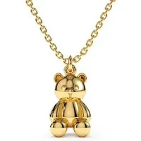 Runde Perlé Kette mit Anhänger Mini Teddybär, minimalistische Halskette, 925er Silber, 18K Gold