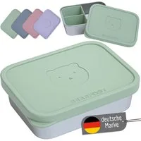 BEARFOOT Lunchbox Brotdose Kinder Edelstahl mit Silikoneinsatz - Salbei, Kindergarten und Schule - Mädchen und Jungen, Vesperbox, Snackbox