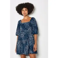 Apricot Minikleid Mini-Kleid mit Blumenprint und Stufen