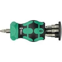 Kraftform Kompakt Stubby Magazin RA 4, Bit-Satz schwarz/grün, 6-teilig, 1/4", mit Ratschenfunktion