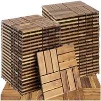 tectake Terrassendielen Terrassenfliesen 40er Set mit Klicksystem, 31 x 31 x 2,2 cm, 3,844 m², BxL: je 31,00x31,00 cm, (Terrassenplatten Außenbereich Tabula, 40-St., in braun), massives Akazienholz, mit Drainage, wetterfest und langlebig