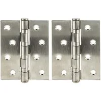 MASTERPROOF PROFESIONAL Türbeschlag Edelstahl Scharnier Türband Beschlag 75 mm x 100 mm, 2 Stück
