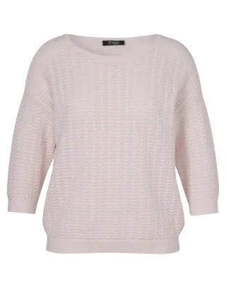 Frapp - Pullover Rundhals 3/4 Arm überschnittene Schulter rose - Gr. - 46