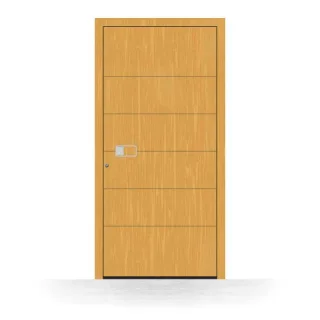 Holzhaustüren ohne Glas, mit Griffmulde, Fichtenholz, Fichte Hell 110, 85 x 180 cm, Modell Regensburg, individuell konfigurieren