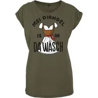 Youth Designz Print-Shirt "Dirndl in da Wäsch" Damen T-Shirt Statement Geschenk Frauen Motiv mit lustigem Spruch Aufdruck für Frauen