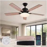 Rosnek Deckenventilator mit Beleuchtung, Dimmbar, Leise, Fernbedienung & App, 132 cm, reversibel, Timer, für Wohnzimmer, Schlafzimmer & Büro