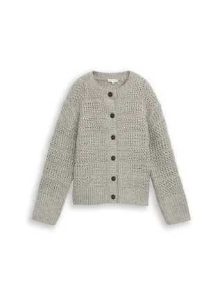 Tom Tailor - Cardigan mit Wollanteil soft grey melange - Gr. - XXL