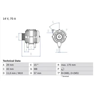 Bosch Lichtmaschine Citroen C1 Peugeot 107 Toyota Aygo 0986049960