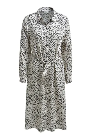 Milano Italy - maxi shirt dress w/ belt 1/1 sleeve black print - Gr. - 42