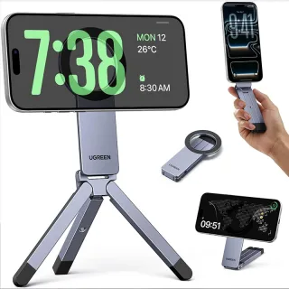 UGreen LP962 Magnetic Phone Stand N52 Magnet Aluminum Alloy Tripod Desk Stand Selfie Stick Adjustable Portable for iPhon