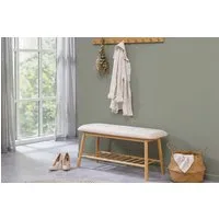 riess-ambiente Schuhbank ZEN-BO 90cm natur/beige - Bambus, FSC, Regal, Sitzbank, mit Stauraum (Einzelartikel, 1-St), Gepolsterte Garderobenbank aus Massivholz - ideal für Eingangsbereich
