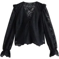 Next Langarmbluse Bluse mit V-Ausschnitt, Paisley-Muster und Spitze (1-tlg)