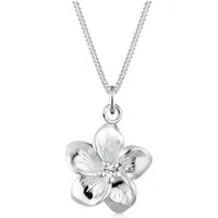 Elli Kette mit Anhänger Frangipani Kristalle Weiß 925 Sterling Silber, Frangipani Blüte