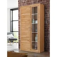 OTTO home Vitrine LOGO B/T/H: 90/42/190cm,10Fächer, 1 Holztür, 1 Glastür, viel Stauraum Fronten aus Massivholz, Korpus aus farblich abgestimmter Melamin