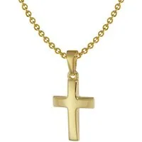 trendor Kette mit Anhänger Kreuz Anhänger für Kinder Gold 333 + Silber vergoldet