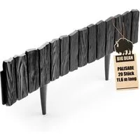 BigDean Rasenkante Leicht zu verarbeitende Rasenkante Kunststoff Beeteinfassung, LxH: 57x13 cm, Set, Beeteinfassung, Holzoptik, Biegsam, Einfache Montage.