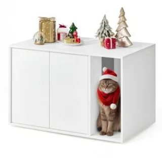 SONGMICS HOME Katzenklo-Schrank werkzeuglose Montage Push-to-Open Türen weiß