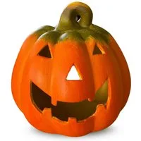 matches21 HOME & HOBBY Dekofigur Kürbis-Laterne als LED Halloween-Deko Windlicht in 19x20 cm, Gruseliger Jack-O-Lantern Deko-Kürbis als innen außen Herbst-Deko