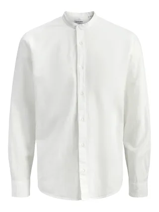 JACK&JONES - JJEBREEZE LINEN BLEND BAND SHIRT L/S JNR White - Gr. - 152
