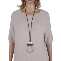 MIRROSI Lange Kette Damen Halskette mit elegantem Anhänger aus Metall ca.90cm lang (perfekt für Pullover, Bluse, Shirt)
