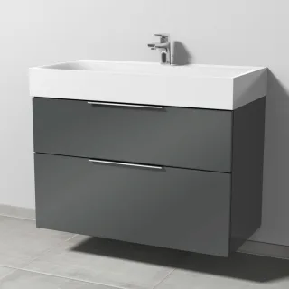 Sanipa 3way Waschtischunterbau zu Kaldewei Silenio Waschtisch mit 2 Auszügen, Anthrazit-Glanz UF45679