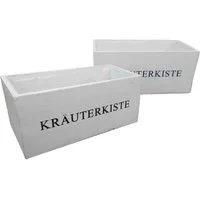 Deko-Impression Kräutertopf Kräuterkiste 2er Set Blumentöpfe Pflanzkisten Holz weiss 27 + 22 cm (2 St)