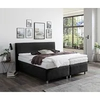Westfalia Schlafkomfort Boxspringbett Florenz in den Breiten 160x200, 180x200cm & 200x200cm, Verchromte Metallfüße, die die Kopfteilform aufgreifen