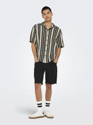 ONLY&SONS - ONSDANI CROCHET SS SHIRT NOOS Cloud Dancer - Gr. - M