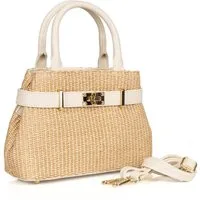 Der Trachtler Trachtentasche Damen Raffia-Tasche mit Lederdetails, - Made in Italy