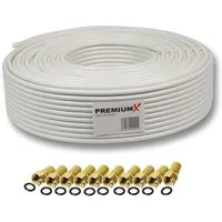 PremiumX 25m PROFI PRO Koaxialkabel 135dB 5-Fach reines Kupfer 10x F-Stecker SAT-Kabel