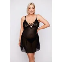 Ulla Popken Nachthemd Negligée mit String
