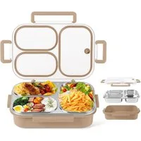 Agger Lunchbox 800ml Brotdose mit 3 Fächern,Lunchbox für Kinder und Erwachsene, (Edelstahl 304), für Schule, Büro und unterwegsIdeal, für alle Altersgruppen