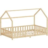 ML-DESIGN Spielbett Hausbett Kinderbett inkl. Lattenrost kreativ Bodenbett für Kinder, Abenteuerbett ohne Matratze 120x200cm Holzbett Kiefer Bettgestell