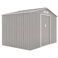 HATTORO Gartenhaus, BxT: 277,00x191,00 cm, Metall-Gerätehaus, Geräteschuppen, Fundamentrahmen, S-Dach, Hellgrau