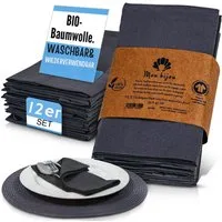 Mon Bijou Stoffserviette Stoffservietten Bio Baumwolle grau, weiß, dunkelgrau Servietten Stoff, (für Restaurants hochwertige Gastronomie Tischservietten Set 45 x 45cm, 12 St., Tischdeko für Hochzeit, Weihnachten, Geburtstagsfeier, Familienfeier), Bau