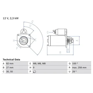 Bosch Anlasser 2,3 kW Iveco Daily Massif