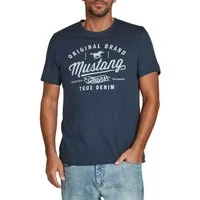 MUSTANG T-Shirt Herren Printshirt Regular Fit (1-tlg) Kurzarm Tee Shirt mit Rundhalsausschnitt aus 100% Baumwolle