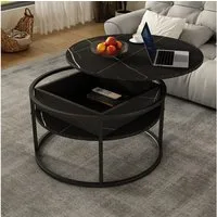 Vicco Couchtisch Marlo, Schwarz/Marmor-Weiß, 77 x 77 cm (1-St)