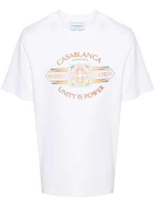 Casablanca Einigkeit ist Macht Bedrucktes T-Shirt in Weiß