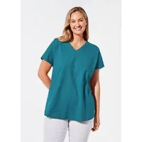 GOLDNER T-Shirt Luftiges Shirt mit schmaler Blende (CURVY, CURVY) Unifarbenes Modell mit elegantem V-Ausschnitt