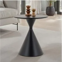 IDIMEX Couchtisch ISOMA, runder Beistelltisch Ø50cm Holzoptik & Metallgestell modern schwarz