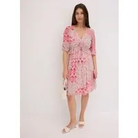 bonprix Tunikakleid lockerer Schnitt, mit Bindeband in der Taille, 3/4-Ärmel, Mesh