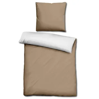 Sleezzz® Renforcé Wendebettwäsche mocha/weiß 135 x 200 + 80 x 80 cm