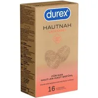 durex Kondome Hautnah Latexfrei Packung mit, 16 St., latexfreie Markenkondome mit Easy-On™-Passform
