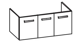 Artiqua 413 Waschtischunterschrank für Citterio 500553 (ehem. 123520) Weiß Glanz, 413-WU3T-K106-7050 413-WU3T-K106-7050-68